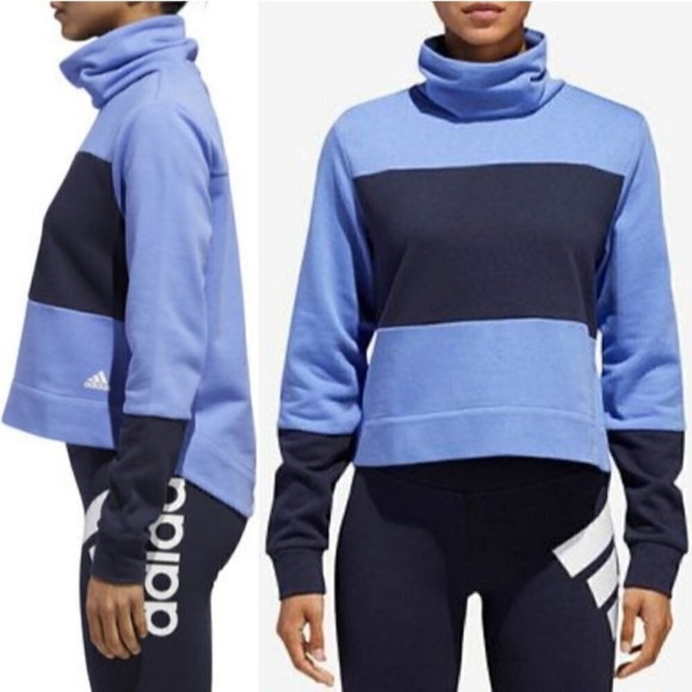 Adidas Sport 2 Street Blue Mock Neck Pullover‎ Sweatshirt S